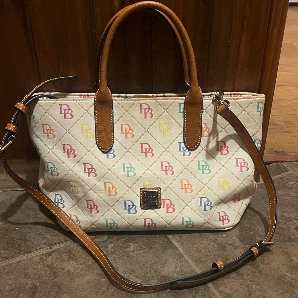 Dooney & Bourke Cream Multicolor Logo Tote